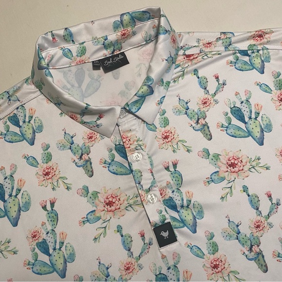 Bad Birdie Other - Bad Birdie Floral Cactus Polo Mens L Golf Performance Stretch
